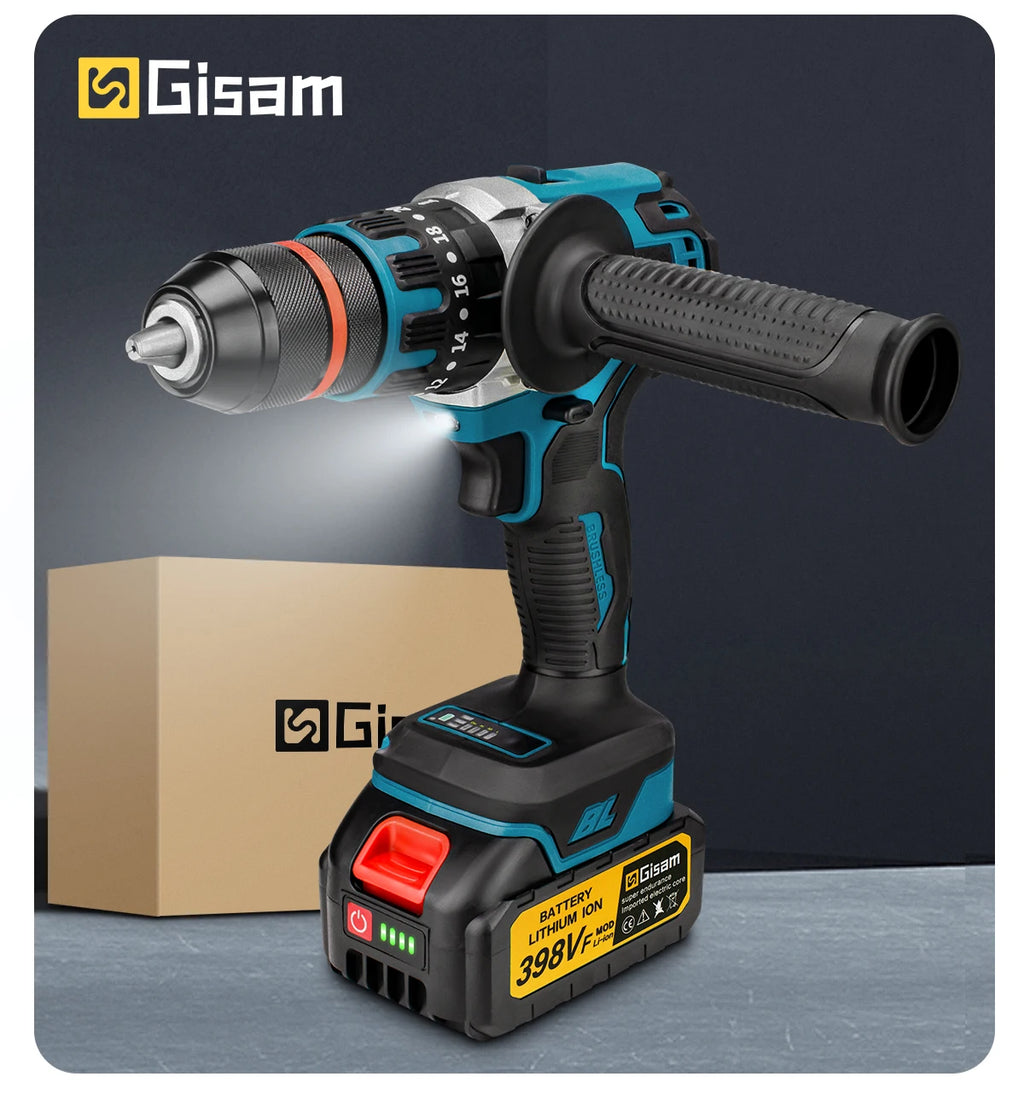 13mm 480N.M Brushless Electric Impact Drill Cordless Drill Electric Screwdriver DIY Driver Power Tool for Makita 18V Battery Pin