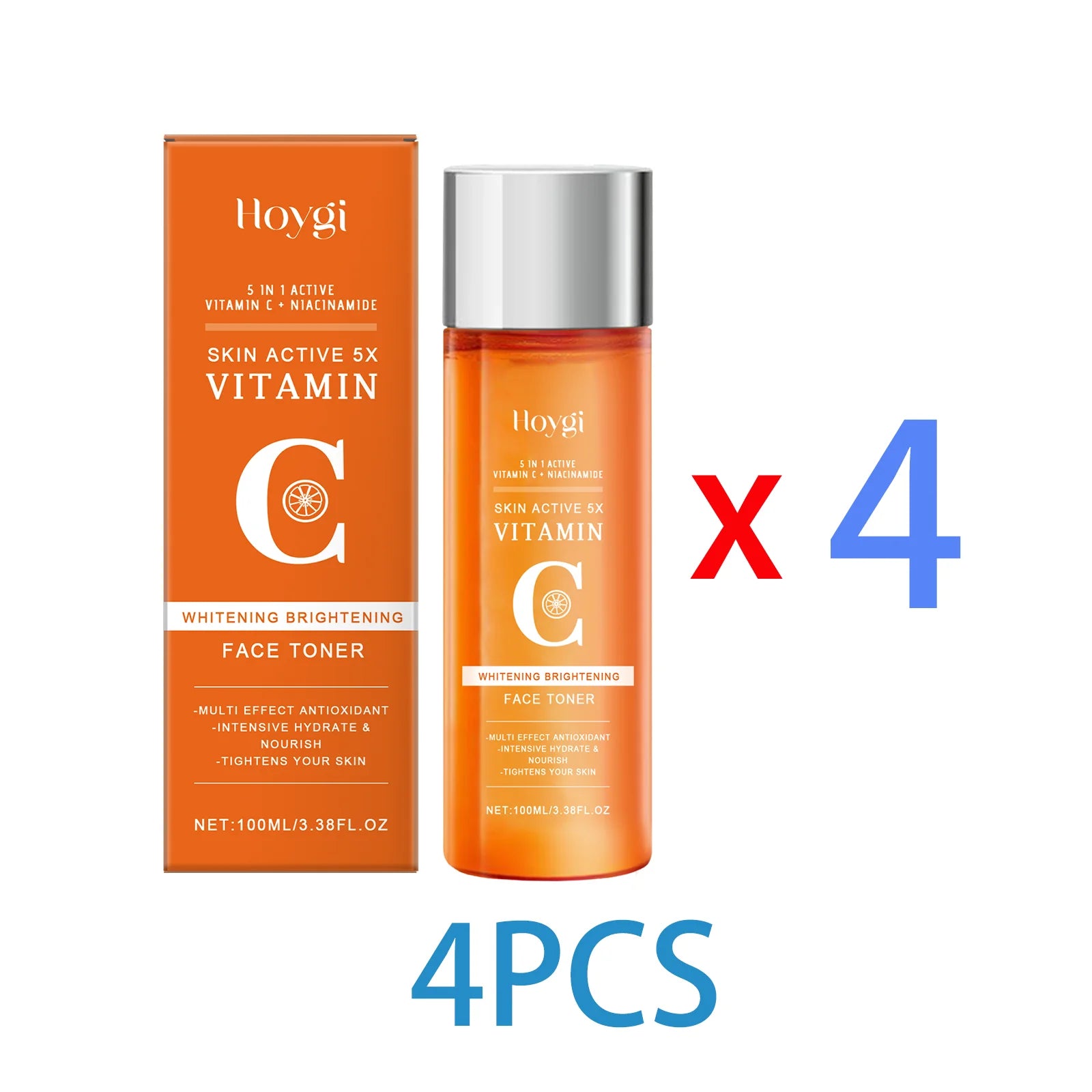 Face toner 4PCS set: orange box and orange bottle with silver cap