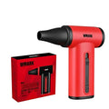 WMARK cordless 130K RPM red jet blower hair dryer with nozzle attachment and retail box, portable travel design.