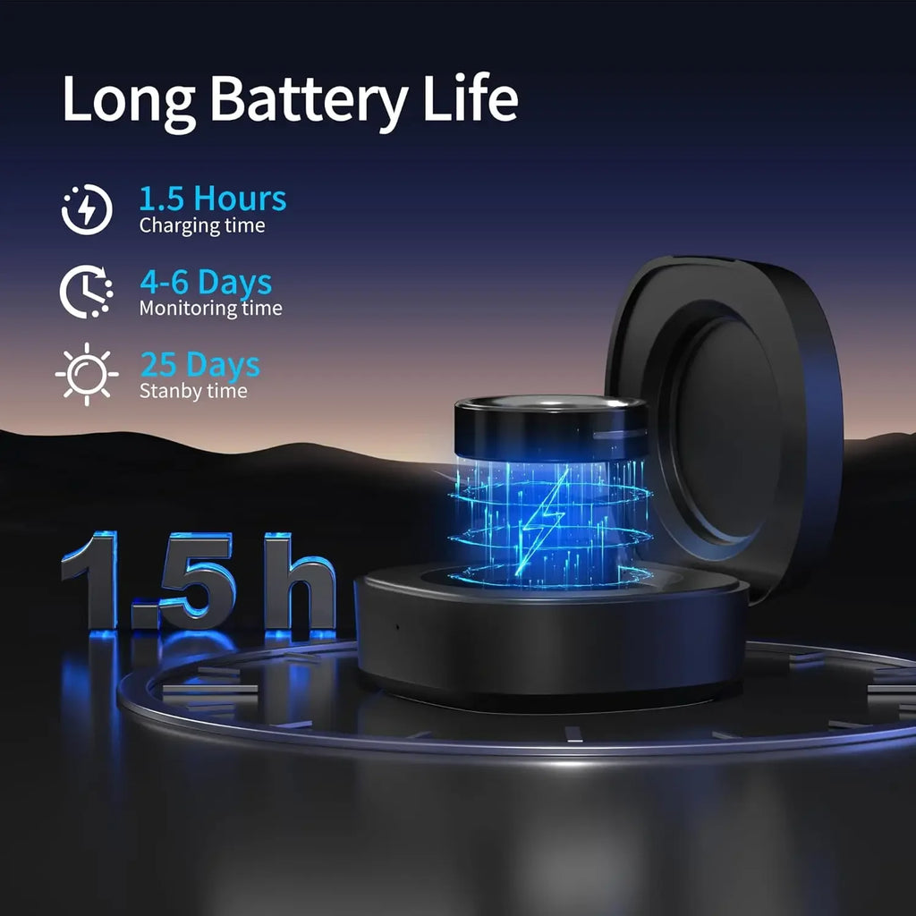 Smart Health Ring - Black Ceramic Fitness Tracker with Biometric Sensors Tidesmit