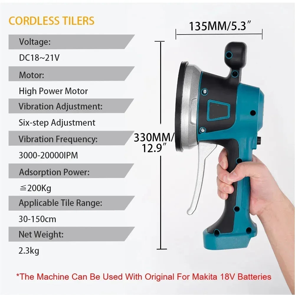 Gisam Cordless Tiler Vibrator Tiling Machine 6 Speed Automatic Tile Leveling Adjustment Absorb Tool For Makita 18V Battery Pin