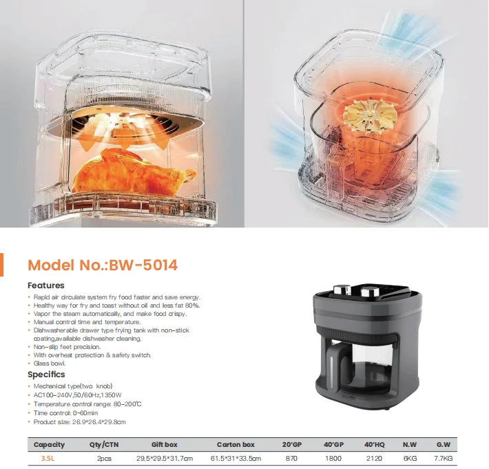 New Design 5l Electric Fryer Kitchen Oil-free Air Fryer Factory With Great Price