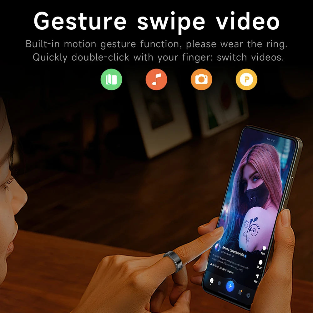 2025 New RS08 Smart Ring 5ATM Waterproof Health Fitness Rings Heart Rate and Blood Oxygen Monitor for Men Women for iOS Android Tidesmit