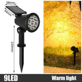 Solar 9 LED Ground Lights Outdoor, IP65 Waterproof Brightness Adjustable Spot Light for Garden Backyard Driveway Patio Decor