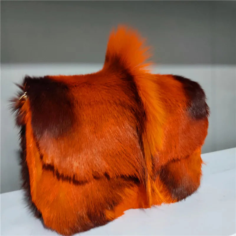Tote Bag Women's Wool Cashmere Turf Leather Handle Contrast Color Handbag 2025 Luxury Brand High-end Large Capacity Shoulder Bag
