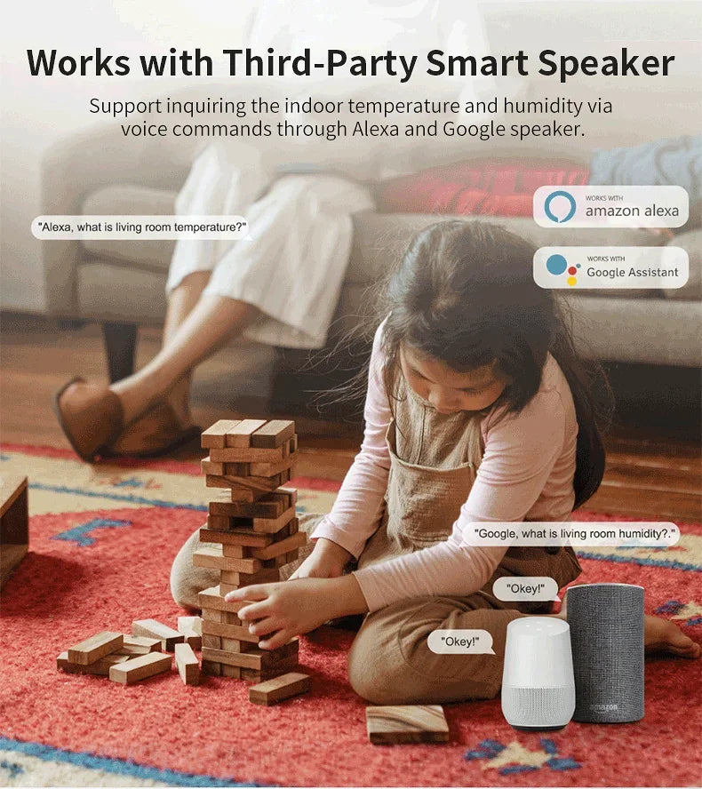 Smart Temperature and Humidity Sensor ZigBee 3.0 or WiFi App Monitor Tidesmit