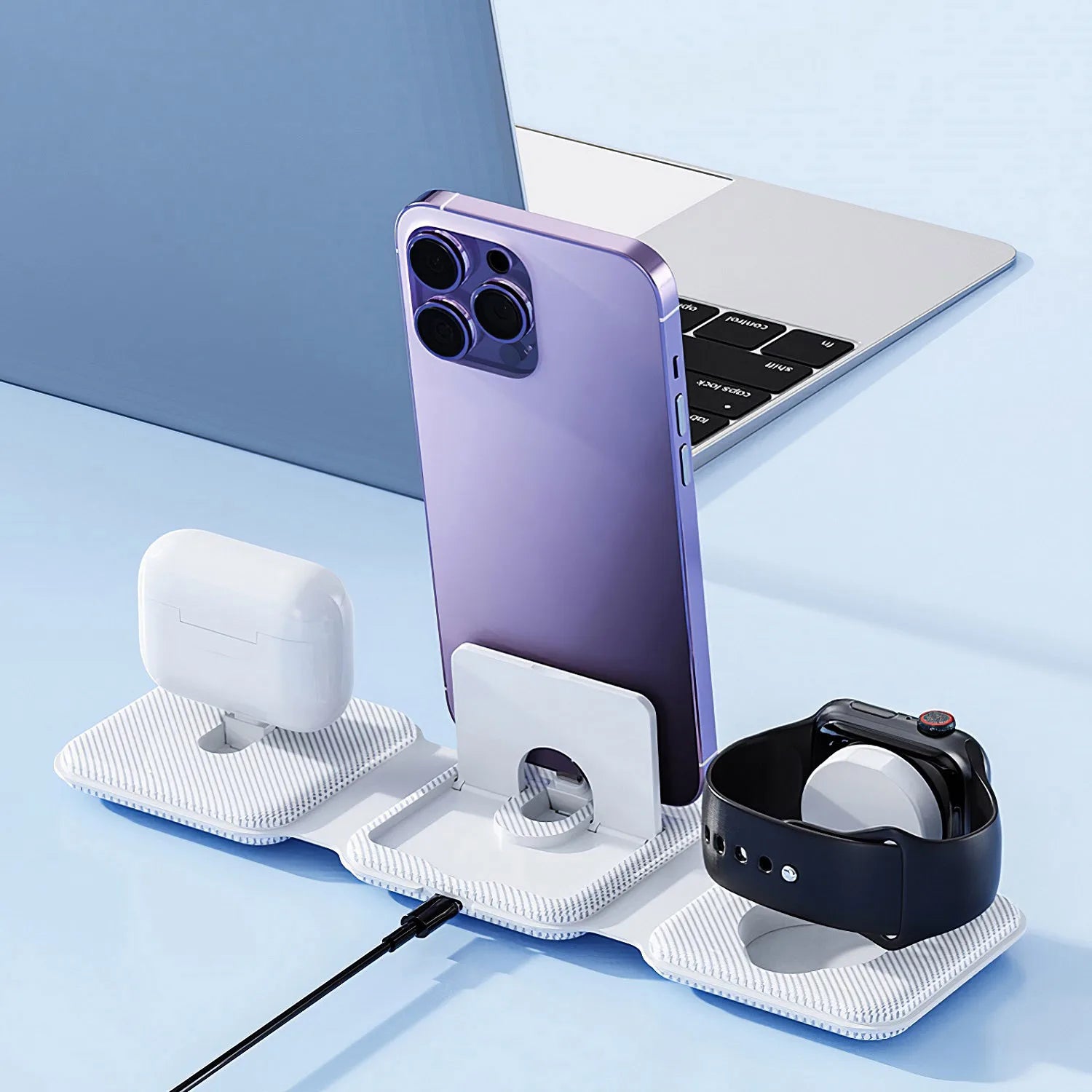 3-in-1 Magnetic Wireless Charging Station for iPhone and Apple Watch Tidesmit