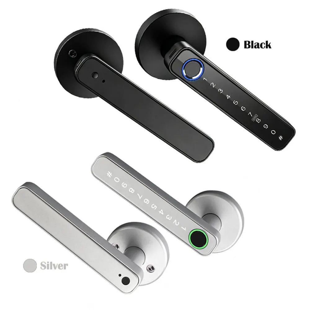 Tuya App Smart Digital Lock Handle with Fingerprint Password Key Card Unlocking Access Handle Lock for Room Home Security