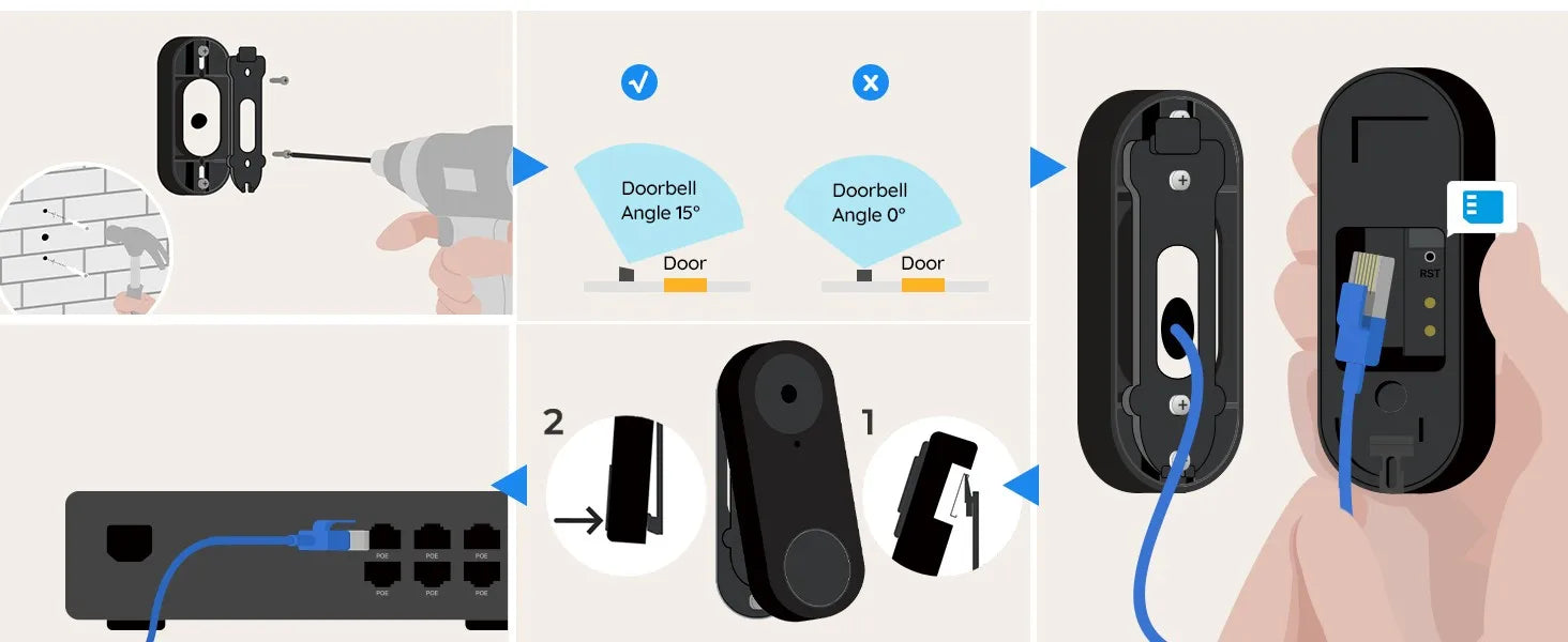REOLINK 2K+ PoE Video Doorbell 2-Way Talk 4:3 Aspect Ratio Smart Home Video Intercom Wired Door Bell with Chime(EU&UK Optional)