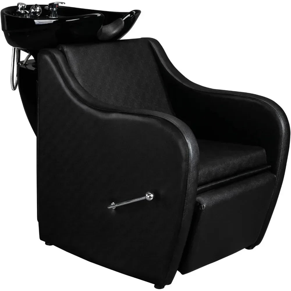 Salon Shampoo Backwash Unit - Black With Adjustable Footrest Massage Chairs Tidesmit