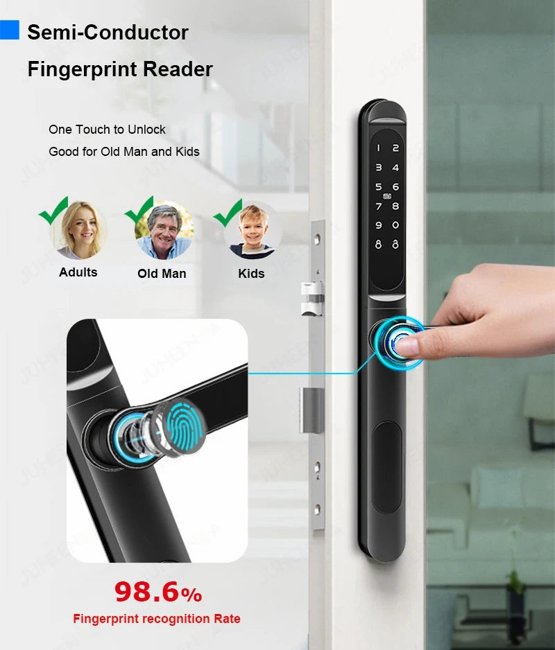 TTLock App Smart Aluminum Door Lock Waterproof Fingerprint Digital Password RFID Keyless Electronic Sliding Glass Door Lock
