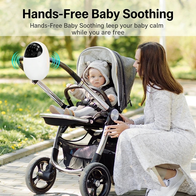 Portable Outdoor Baby Stroller Rocker with Night Light Bluetooth Speaker White Noise Electric Baby Sleep Soothing Device