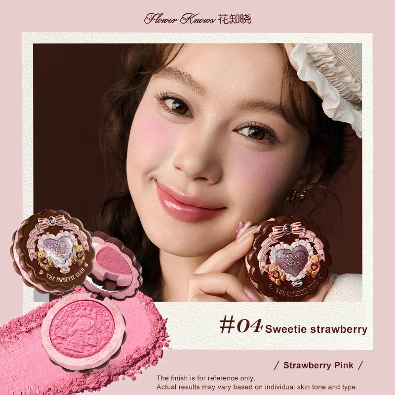 Tidesmit Flower Knows Sweetie Bear silk satin blush texture close-up for long lasting natural matte cheek makeup
