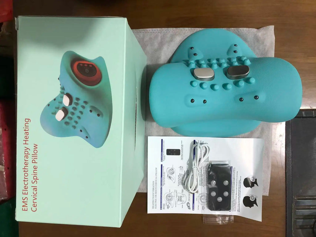 Electric Neck Massager Blue - Portable Cervical Traction Relief Tool Relaxation Treatment Tidesmit