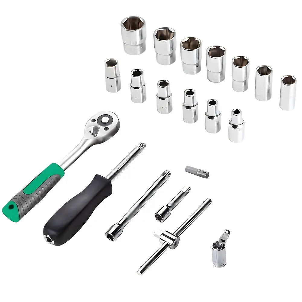 Leekooluu 216PCS 1/4" 3/8" 1/2" Socket Wrench Set with 24-Tooth Ratchet Wrench for Automotive Motorcycle Repair & Household
