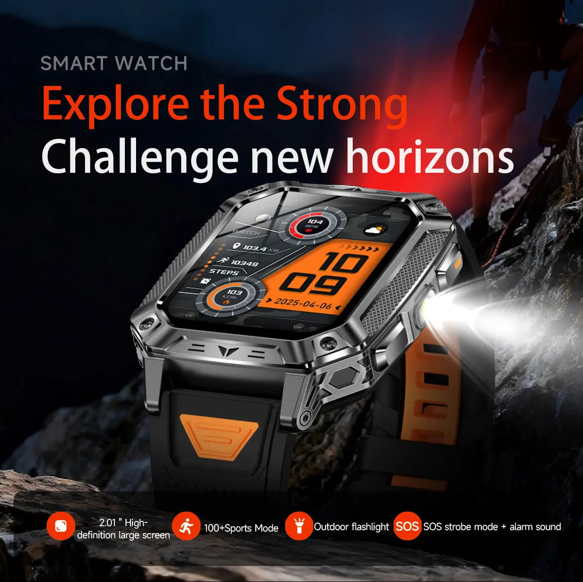 YLL-AK86 Outdoor Sport for Smart Watch Fitness Tracker Sleep Tracker IP67 AMOLED Screen Heart Rate Monitor Magnetic Charging