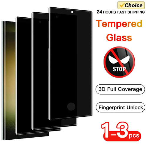 1-3PCS Anti-Spy Tempered Glass for Samsung Galaxy S24 S23 S22 S21 Ultra 3D Full Coverage Privacy Screen Protector Privacy Glass Tidesmit