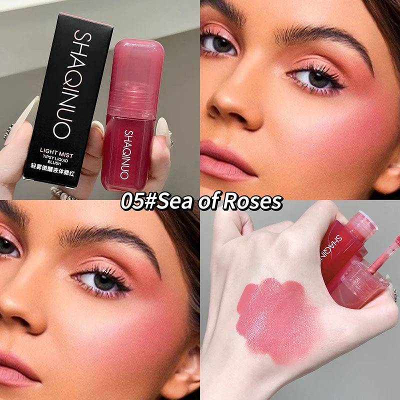 Tidesmit SHAQINUO soft matte liquid blush in natural peach pink shade waterproof long-lasting face makeup texture view