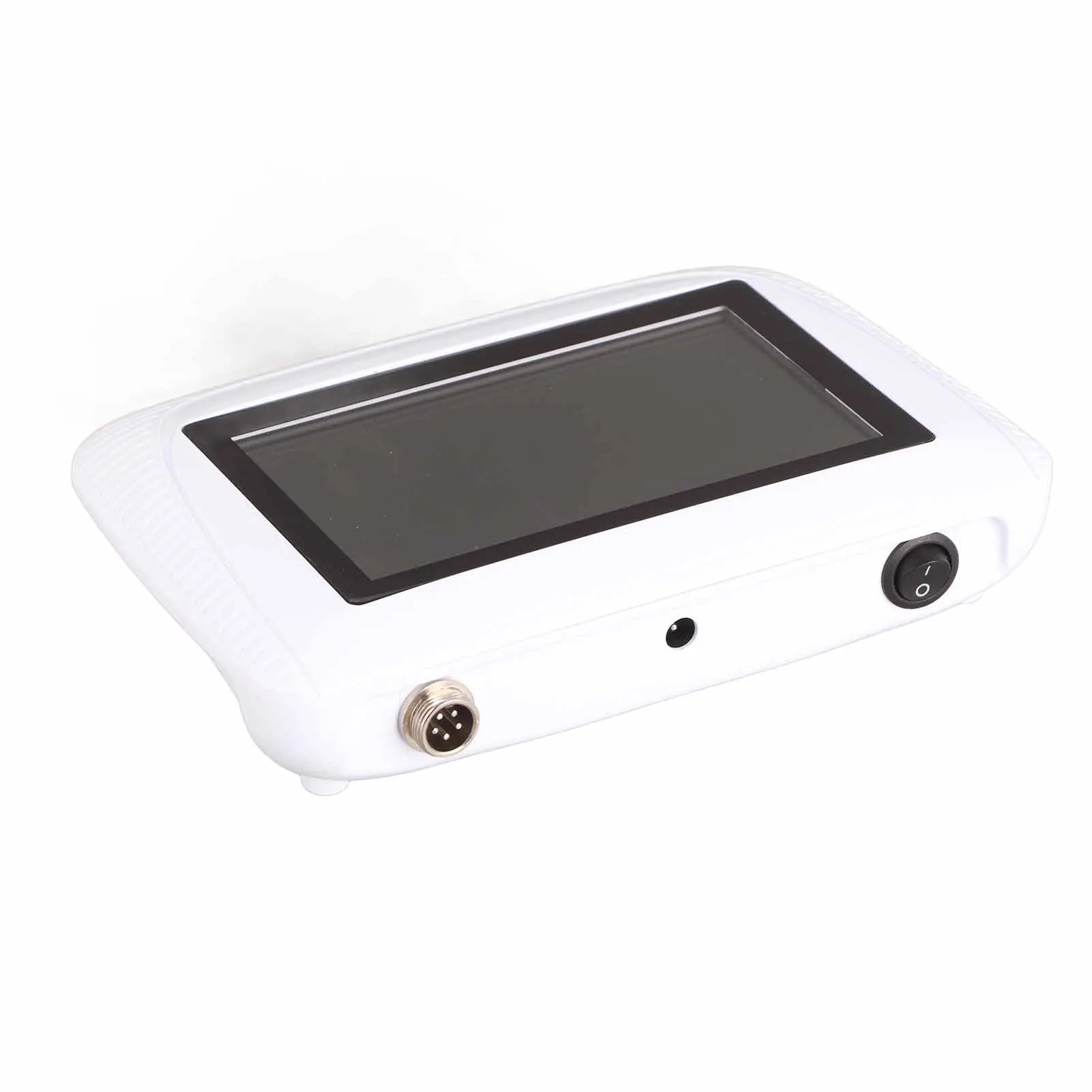 White portable digital skin and hair follicle analyzer monitor with screen, power switch, and sensor input port.