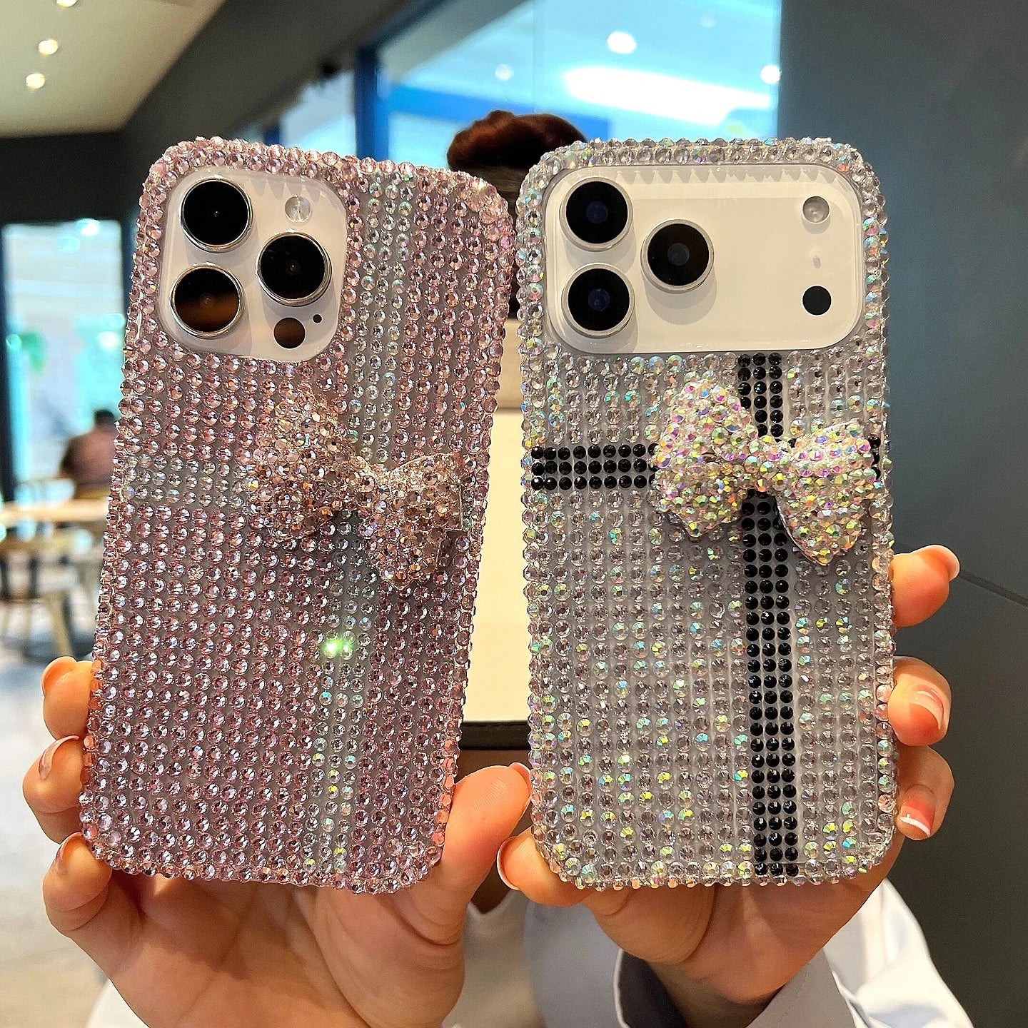 Diamond Bow Phone Case for iPhone 17 Pro Max - Shock-Absorbing Pink Case Tidesmit