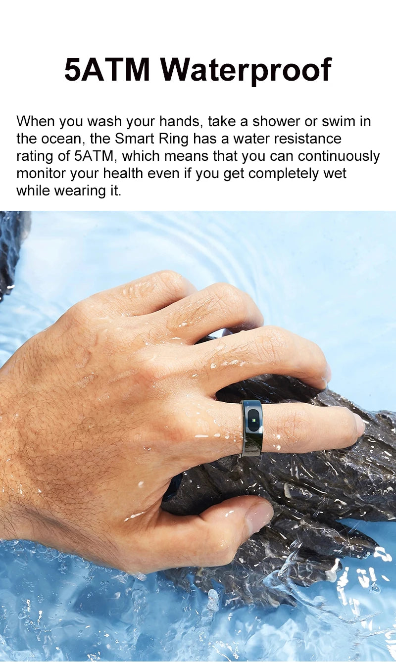 R08 Smart Ring with Charging Case Men Women Health and Sleep Monitor Heart Rate Monitoring 5ATM Waterproof Multi Sport Mode
