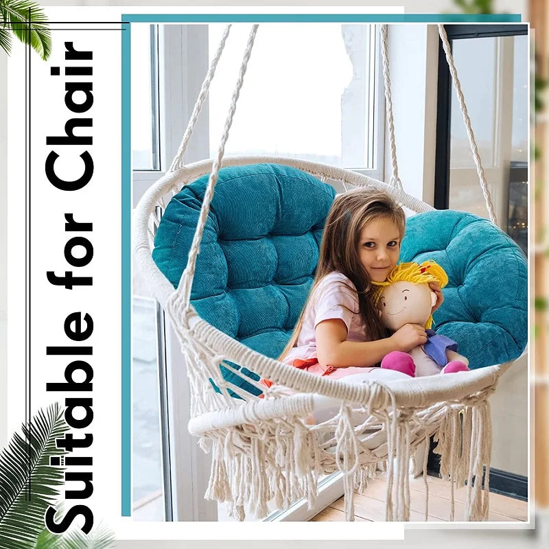 Thick Large Round Cushion,Soft & Comfortable Full-Filled Meditation Yoga Pillow, Bohemian Zen Home Decor in Vibrant Water Blue