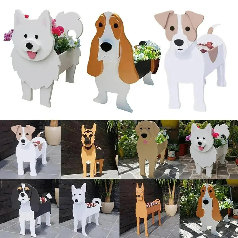 Cute Animal DIY Flower Planter PVC Pet Dog Potted Garden Yard Decoration Plant Container Holder Decor Garden Flower Pots  Orname