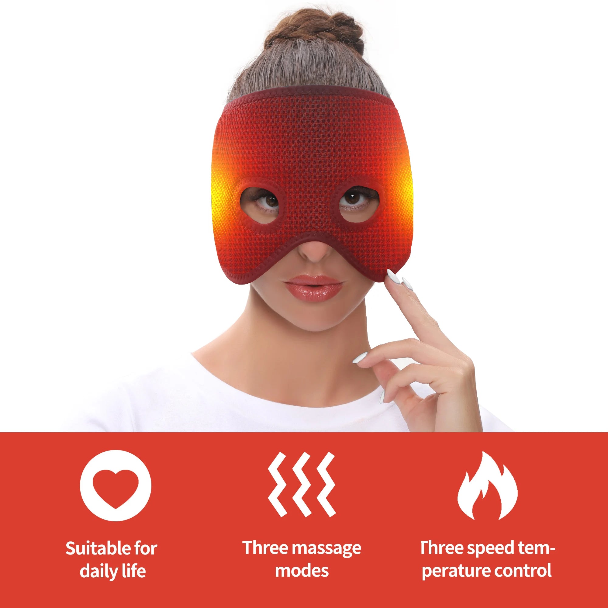 Heated Facial Mask for Sinus Relief with 3 Temperature Settings Massage Cushion Tidesmit