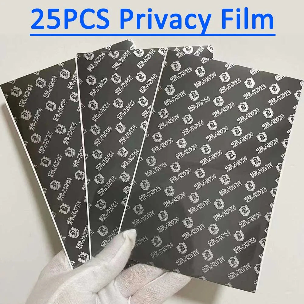 Privacy hydrogel film sheets, 25-pack; black tinted sheets with protective backing