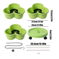 Stackable vertical garden planter pots set with wheels, light green pots and lid