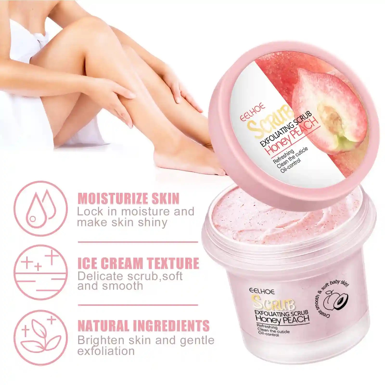 Peach Exfoliating Body Scrub – Natural Gel Polish 100g Scrubs Treatments Tidesmit