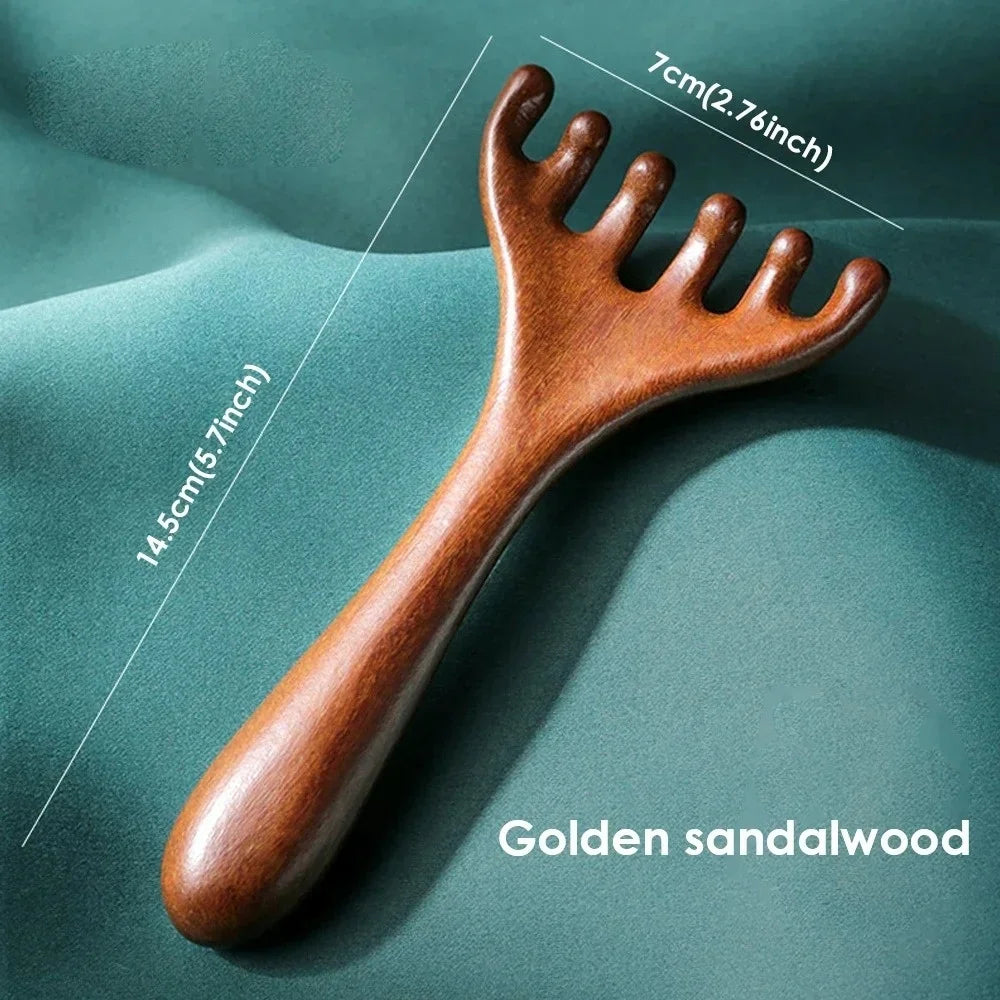 Wooden Meridian Massage Comb | Six-Claw Anti-Static Scalp Relaxation Tool Relaxation Treatment Tidesmit