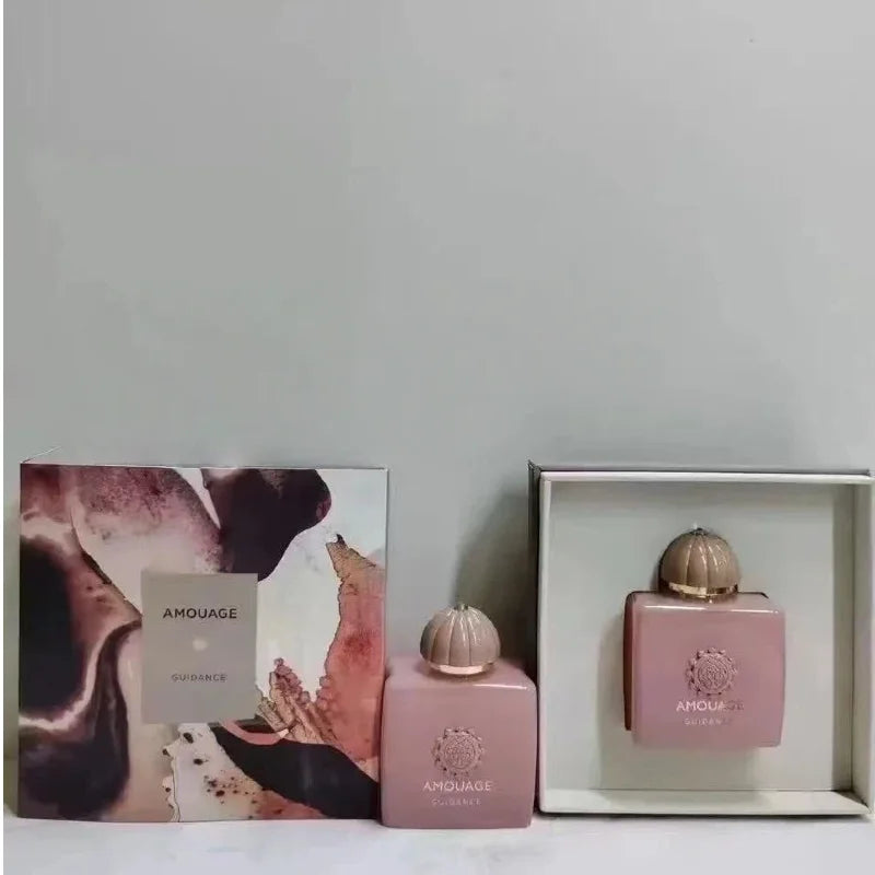 Amouage Guidance 46 unisex EDP: luxury woody oriental scent in iconic pink square bottle with dome cap, 100ml.
