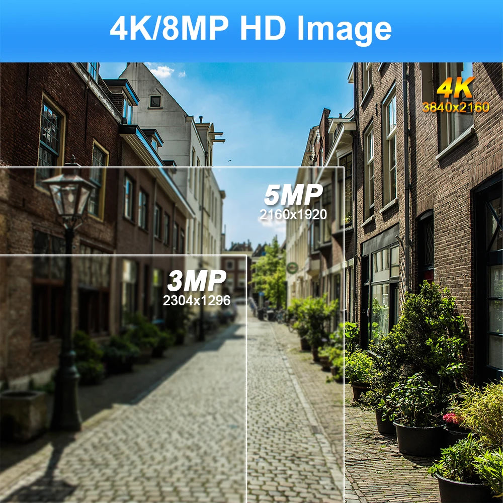 4K 8MP Auto Focus Poe Ip Camera  AI Face Detection Humanoid Video Surveillance Cameras Home Security Camera Outdoor CCTV