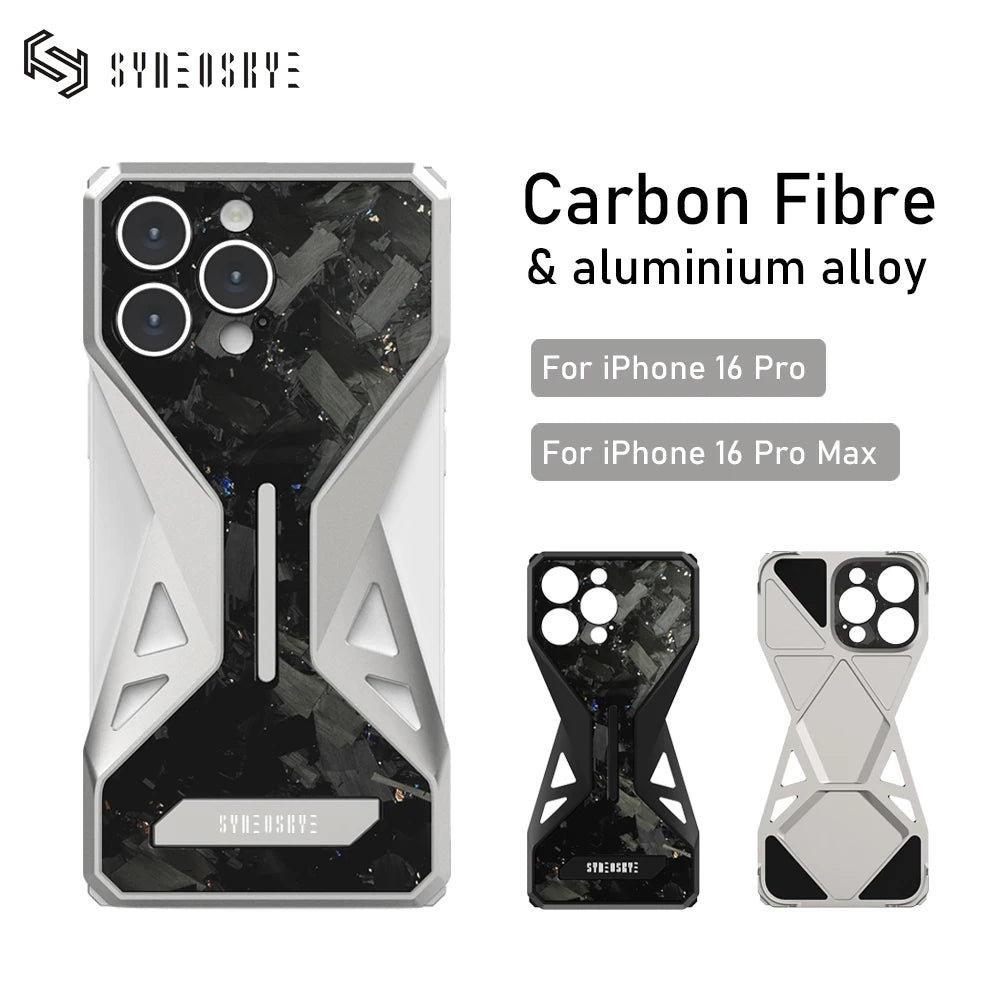 iPhone 16 Pro Max Case - Forged Carbon Fiber Metal Lens Guard Tidesmit