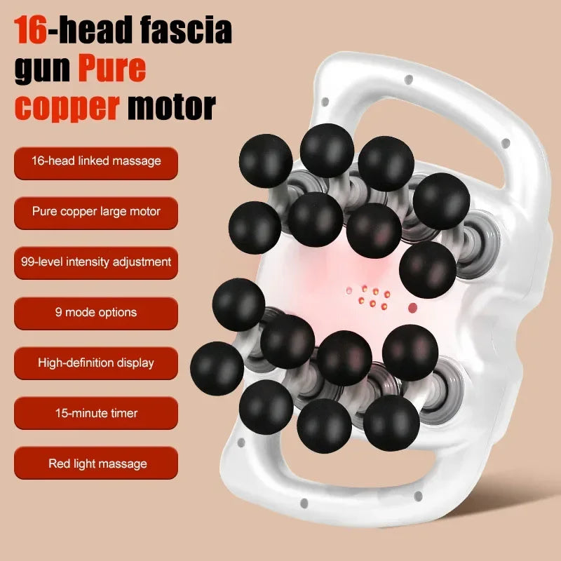 Tidesmit Fascia Gun - Deep Tissue Muscle Massager with 16 Massage Heads Fascia Gun White-16 Tidesmit