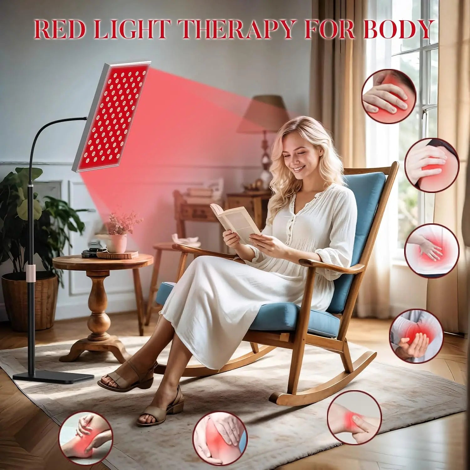 Red Light Therapy Lamp,660&850 nm NIR LED Panel Light with Adjustable Stand,Infrared Red Light Therapy Device for Full Body Skin