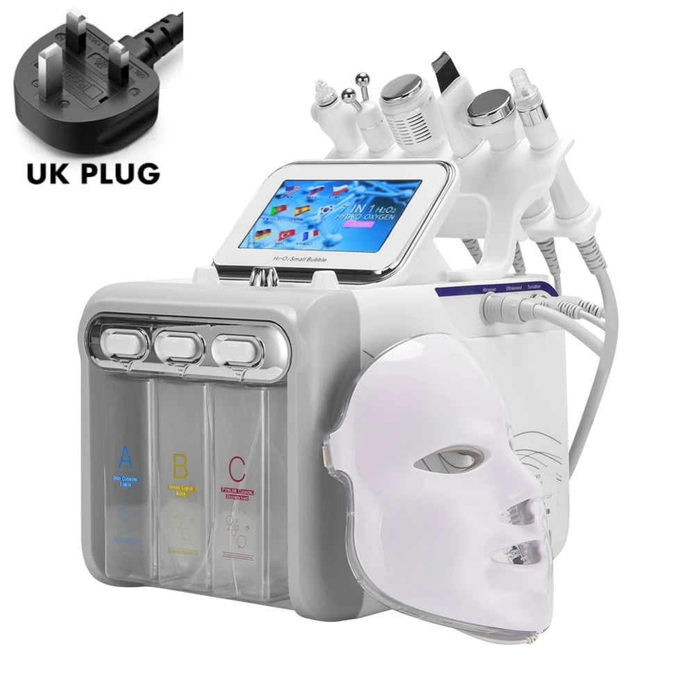 7-in-1 Hydro Dermabrasion Machine | Professional Facial Cleansing System Body Shaping Massage Equipment UK PLUG Tidesmit