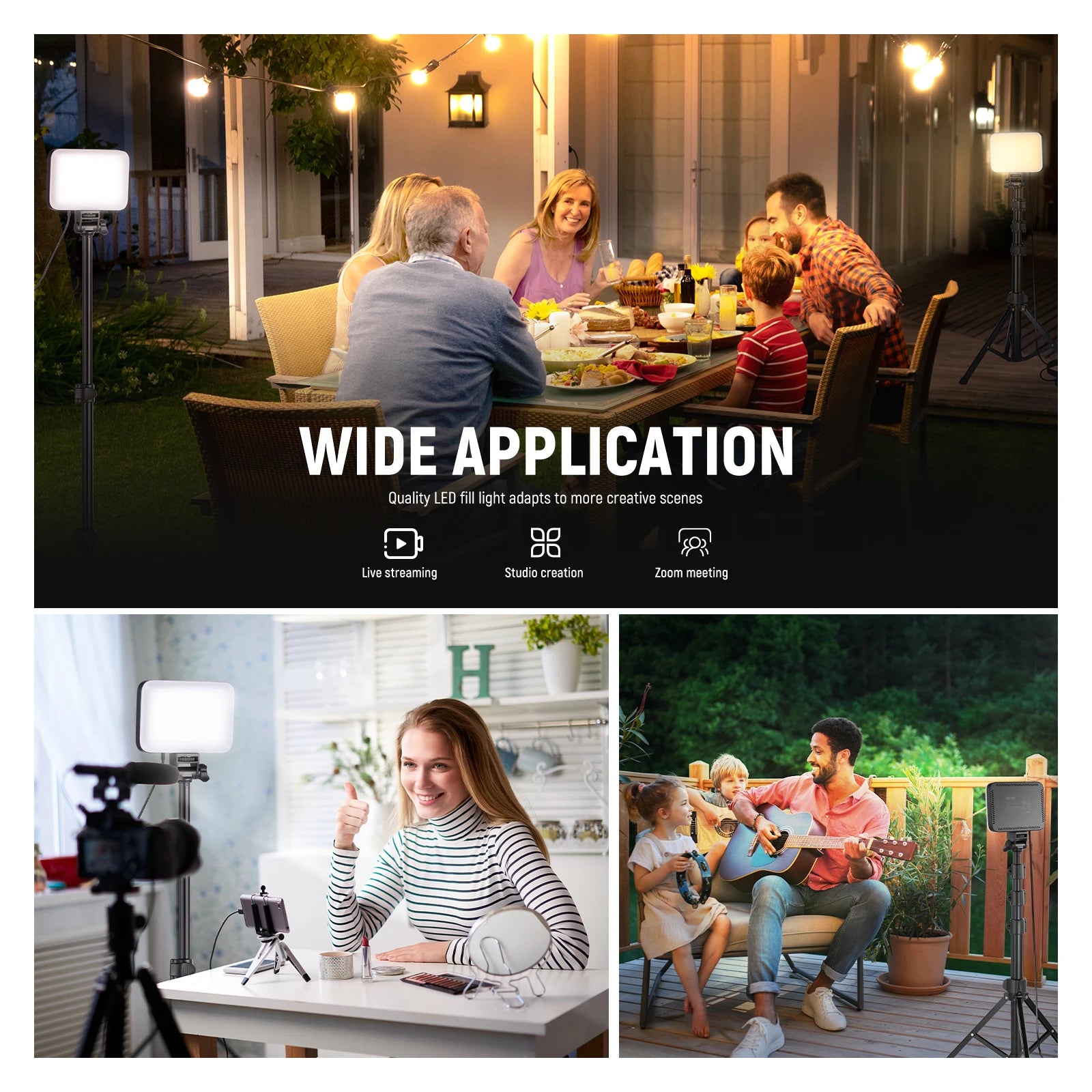 LED Video Light Panel Kit with Adjustable Tripod - Bi-Color Dimmable Tidesmit