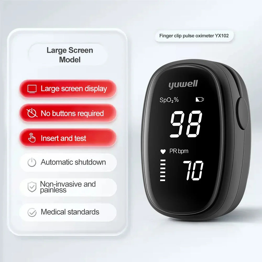 Yuwell Finger Clip Pulse Oximeter LED Screen Blood Oxygen Saturation Monitor Automatic Measurement Finger Clip Pulse Oximeter