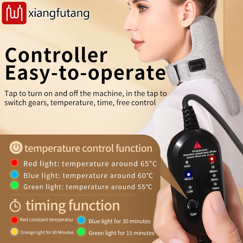 Heated Neck Massager with Red Light Therapy - Portable Muscle Relief Massage Cushion Tidesmit