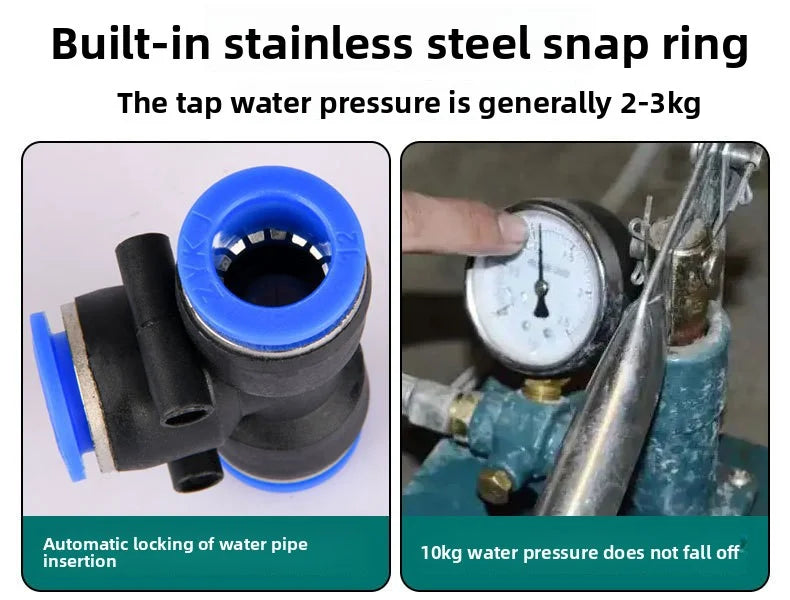 Irrigation sprinkler snap-ring connector with blue locking ring and black valve body