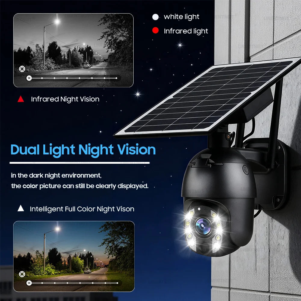 50X Optical Zoom Solar Camera Replaceable Battery 4G SIM/Wifi Home Outdoor Security PTZ Motion Detection/Track Surveillance Cam