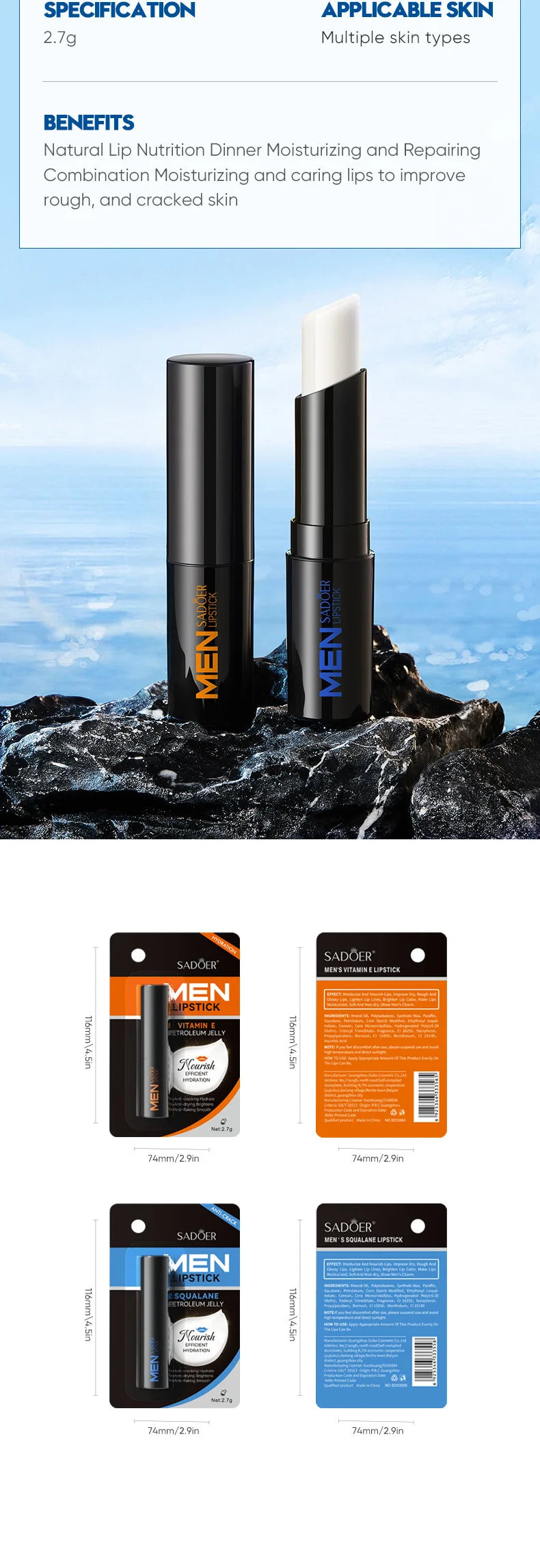 Mens Lip Balm - Deep Hydration & Repair Treatment | Tidesmit Lip Care Tidesmit