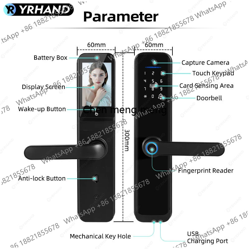 Smart Lock Electronic Digital Lock Featuring Biometric Fingerprint Recognition Camera Smart Card&Password Key Unlock