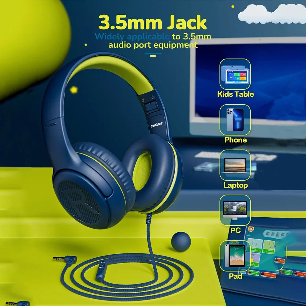 Kids Wired Headphones with Microphone - Foldable Over-Ear Tidesmit Tidesmit