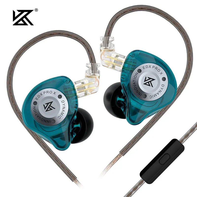 KZ EDX PRO X Dynamic Drive Earphone HIFI Bass Earbud DJ Sport Music Cancelling Headsets EDXProX Cyan MIC Tidesmit