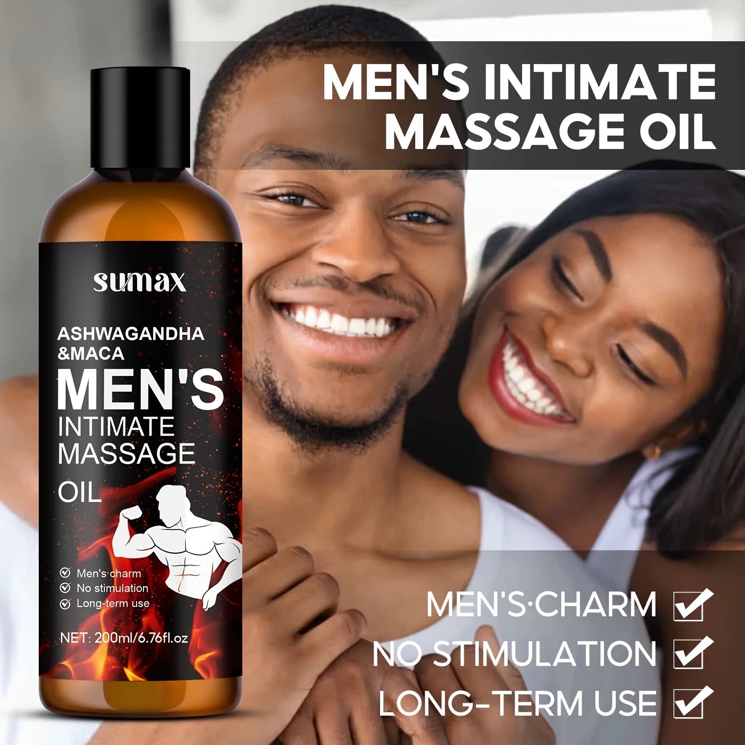 Ashwagandha & Mocha Men'S Massage Oil - Hydrating,Alcohol-Free, Non-Greasy Formula for Lasting Moisture,Ideal for All Skin Type