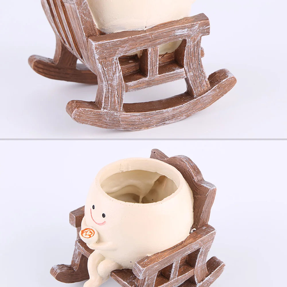 Creative Rocking Chair/Swing Face Planter Pot Flower Pot Succulent Planter Home Garden Supplies for Indoor Outdoor Plants
