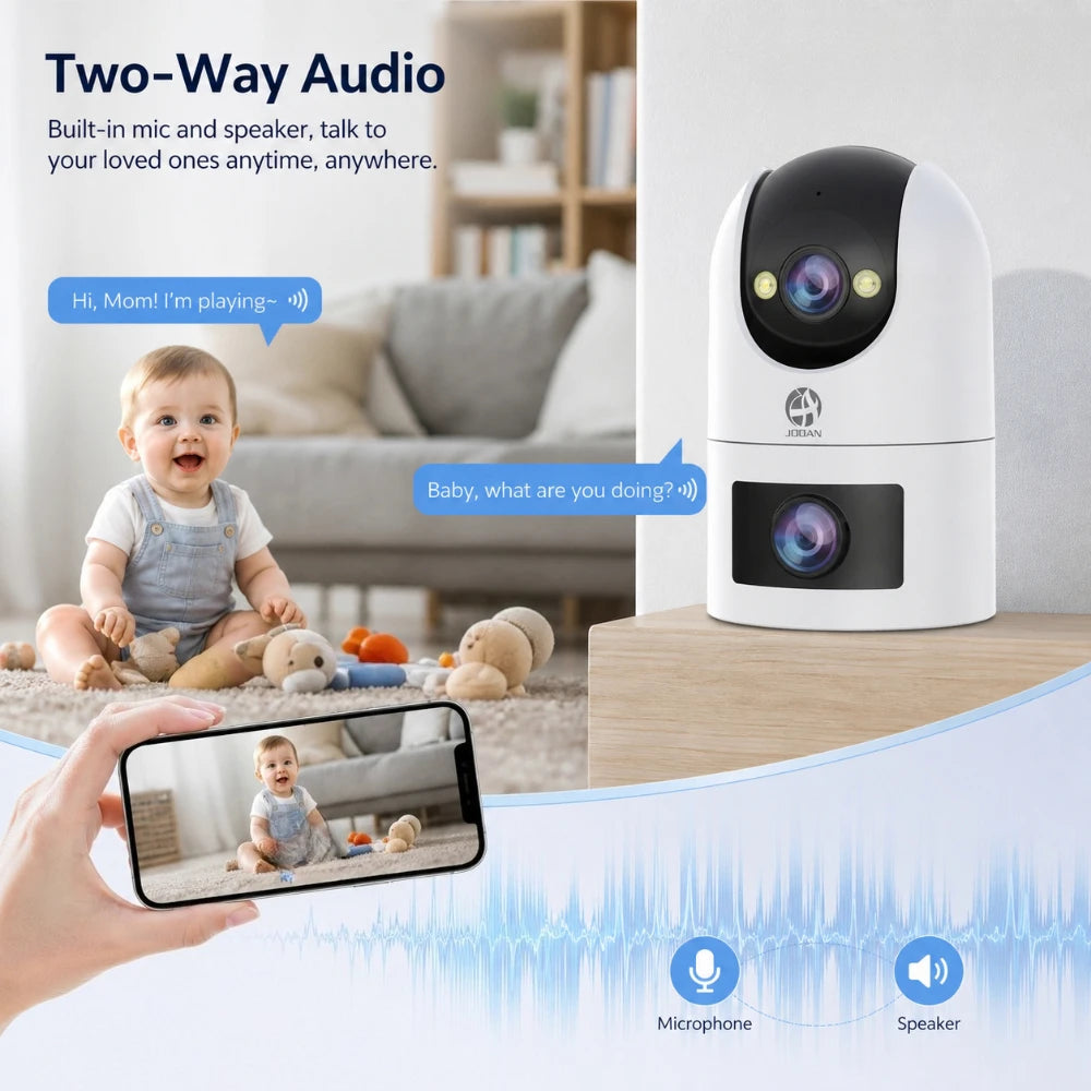 Jooan WiFi Surveillance Camera Dual Lens 4K 8MP HD Outdoor IP Camera AI Tracking Security Protection Wireless Smart Baby Monitor